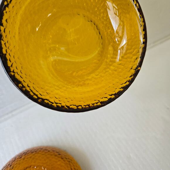 Vintage Amber Glass Dishes Set of 2 3.75" Diameter Textured Finish - Picture 4 of 10